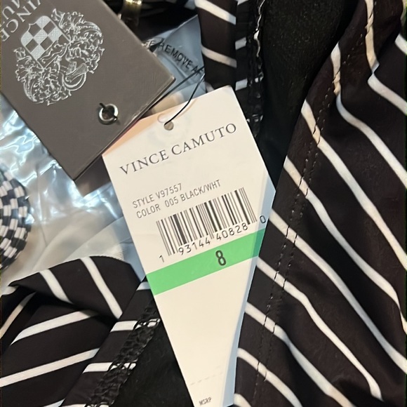 Vince Camuto Black White Striped One-Piece Swimsuit Size 8 NWT - Picture 6 of 6